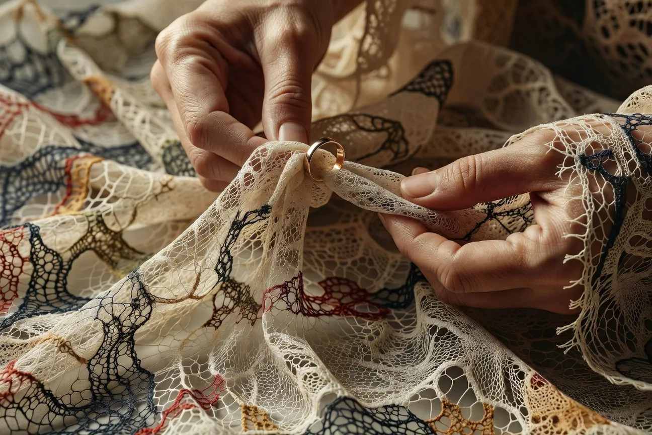 Atelier de tricot du châle d'Orenbourg avec écheveaux de duvet de chèvre brut et aiguilles fines