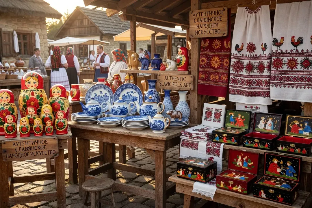 Boutique en ligne d'artisanat slave avec sélection de pièces authentiques matriochkas et Gzhel