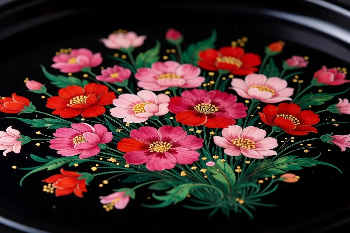 Plateau Jostovo avec motif floral détaillé