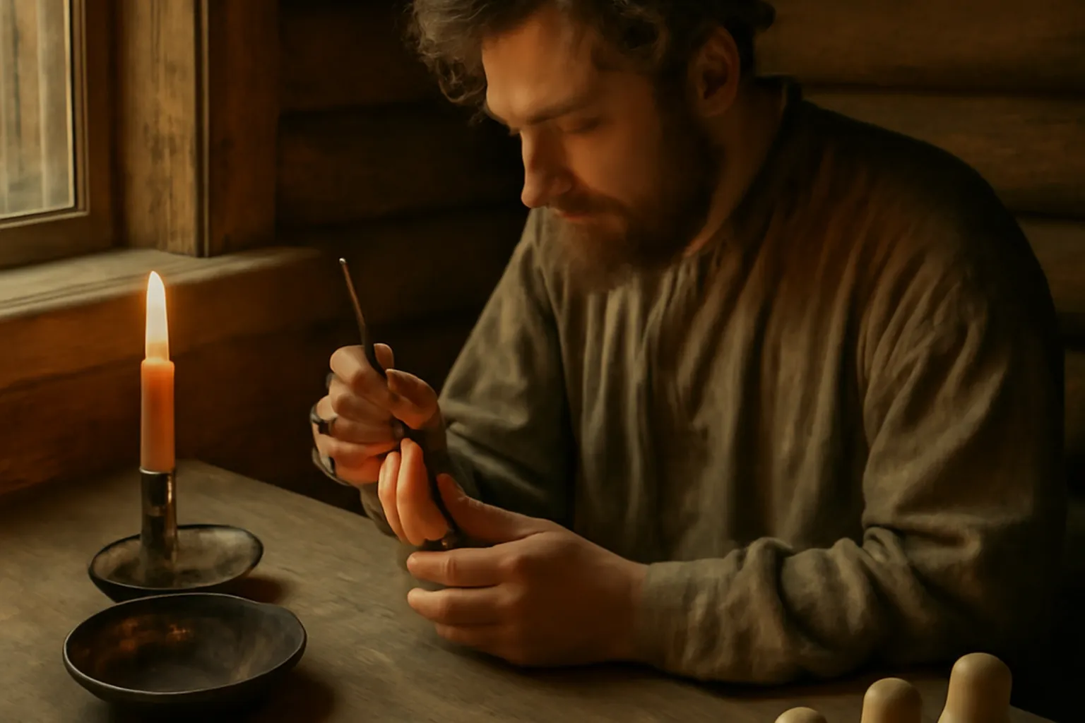 Matriochka de style Semionov à motifs Khokhloma rouge et or