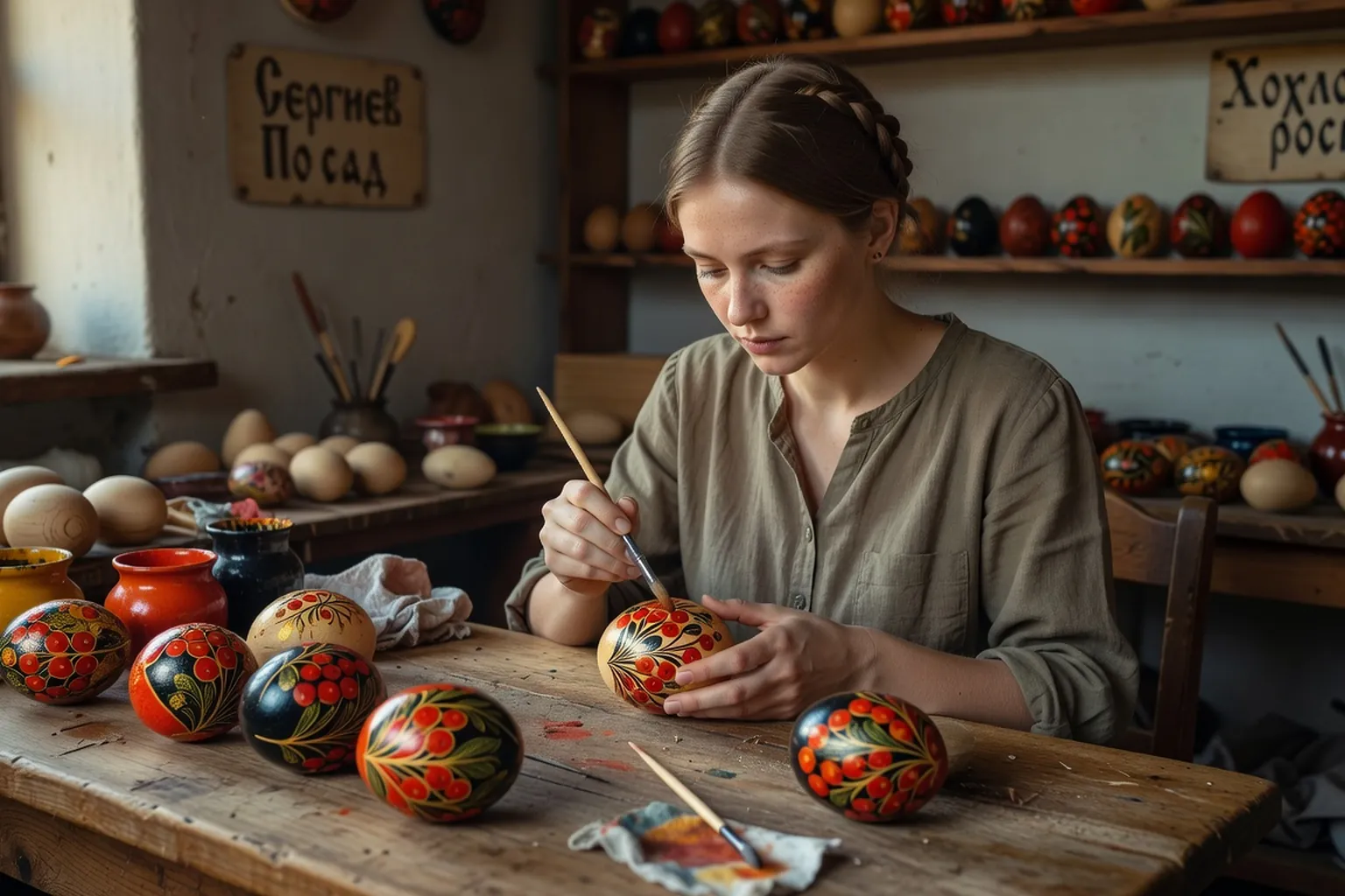 oeufs paques russes bois peints — illustration 1