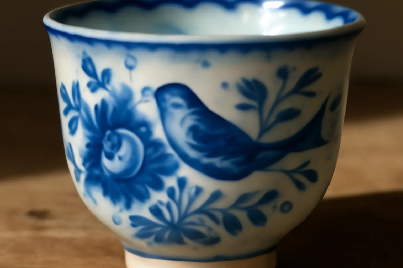 Service à thé Gzhel complet avec théière tasses et sucrier en porcelaine blanche à décor cobalt disposés sur une nappe