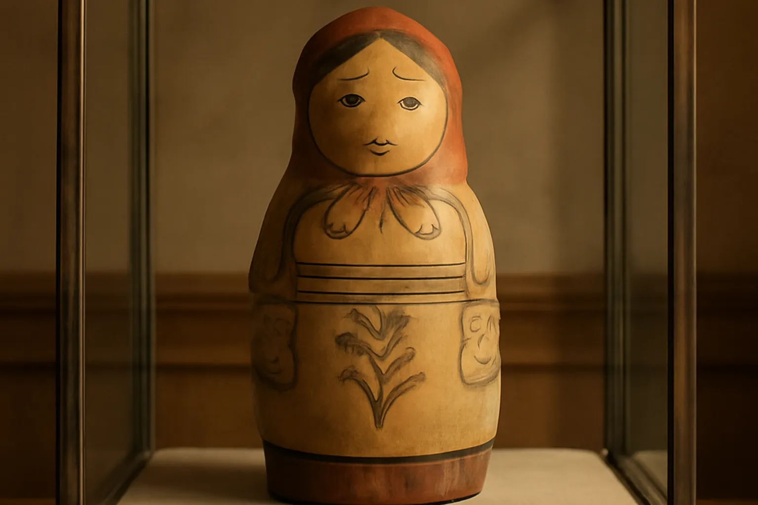 Détail d'un rushnik bielorusse brodé de motifs rouges Bereghinya sur toile de lin, vue rapprochée