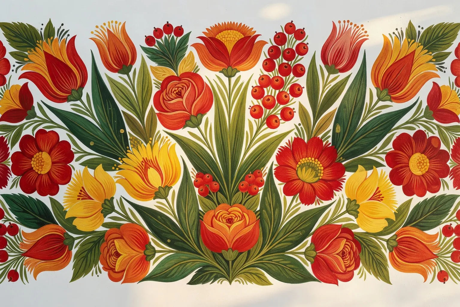 Atelier contemporain de l'école de Petrykivka avec pinceaux traditionnels