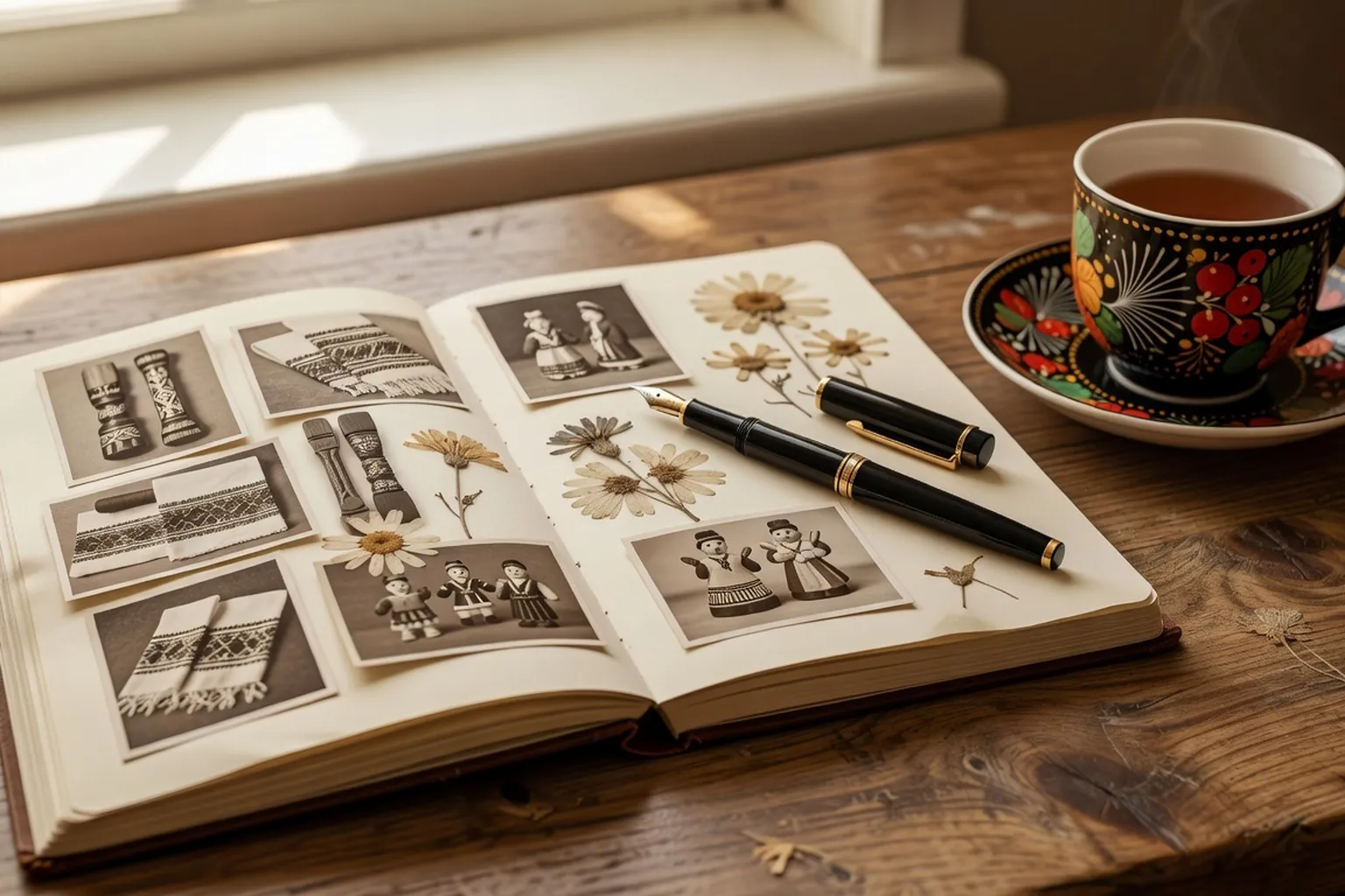 Carnet ouvert et outils d'artisan